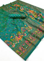 Silk Firozi Festival Wear Weaving Saree